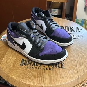 Jordan 1s lowtop purple and white